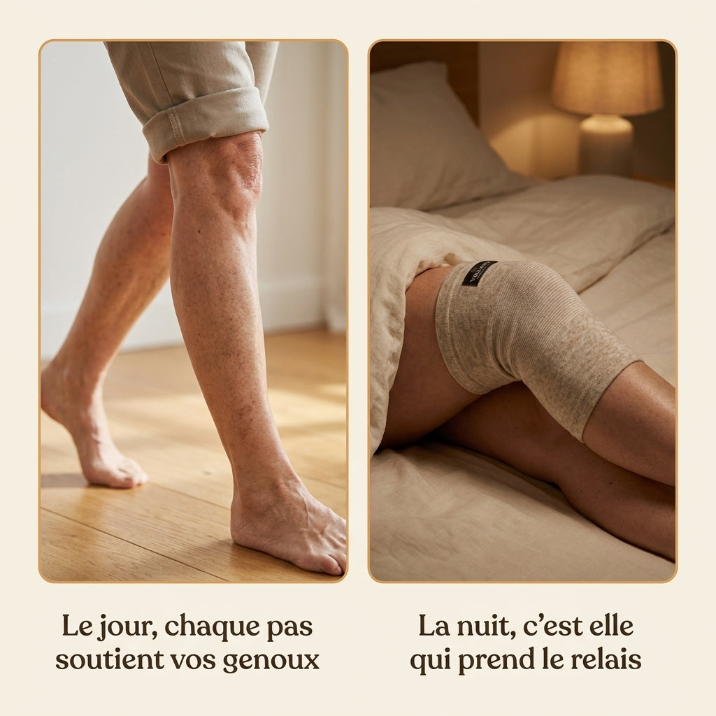 Sans soutien la nuit vs avec la Genouillère Vaillance